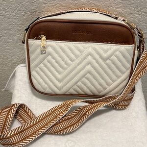 Bostanten Brown and Cream Crossbody Bag
